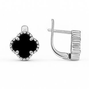 Серьги серебряные Клевер с ониксом Silver Style (216916.80 sku:2300103982653) 216916.80 фото