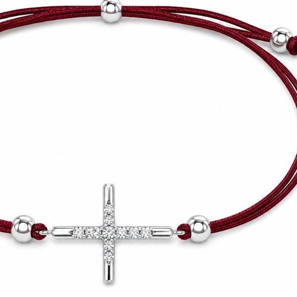 Браслет на нити шамбола Крест с фианитами Silver Style 15-20 р. (801446.12 sku:2300104306021) 801446.12 фото