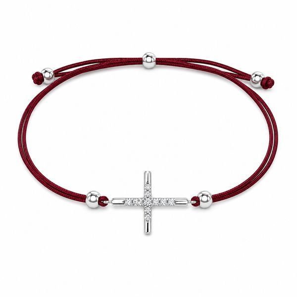 Браслет на нити шамбола Крест с фианитами Silver Style 15-20 р. (801446.12 sku:2300104306021) 801446.12 фото