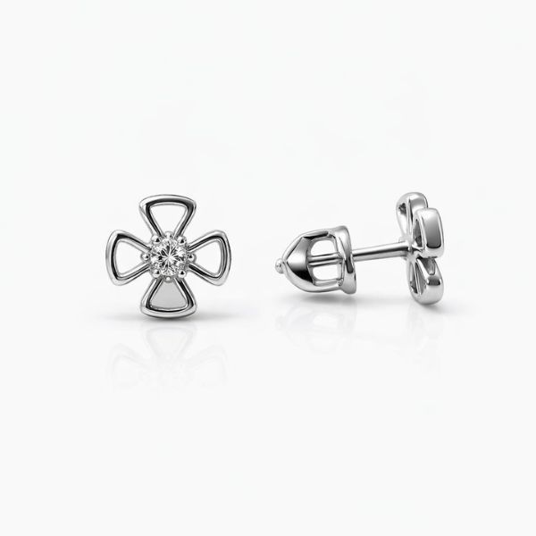 Сережки-пусети (гвоздики) срібні Фантазія з фіанітом Silver Style (31421.25 sku:2300102876267) 31421.25 фото