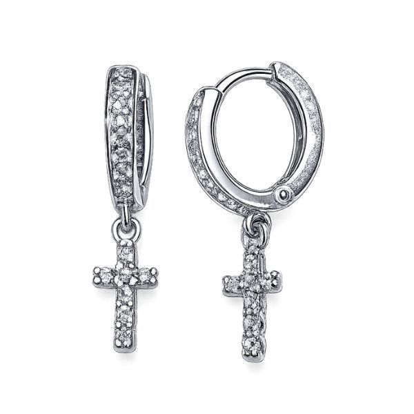 Сережки-кільця (конго) срібні фантазія з розсипом Silver Style (24151.12 sku:2300103696888) 24151.12 фото