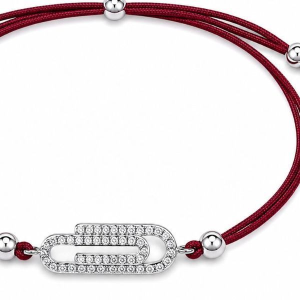 Браслет на нити шамбола Скрепка с фианитами Silver Style 15-20 р. (803146.10 sku:2300104215484) 803146.10 фото