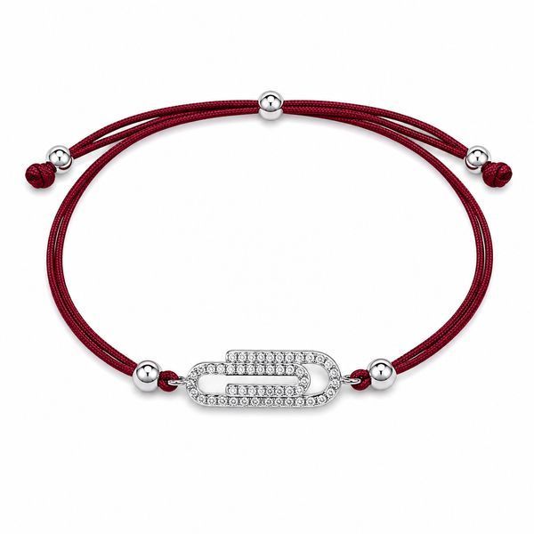 Браслет на нити шамбола Скрепка с фианитами Silver Style 15-20 р. (803146.10 sku:2300104215484) 803146.10 фото