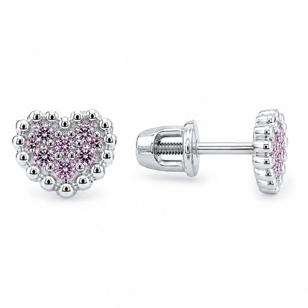 Сережки-пусети (гвоздики) срібні Серце з фіанітами Silver Style (308912.15 sku:2300102915928) 308912.15 фото