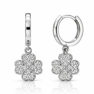 Серьги-кольца (конго) серебряные Клевер с фианитами Silver Style (21301.12 sku:2300104273279) 21301.12 фото