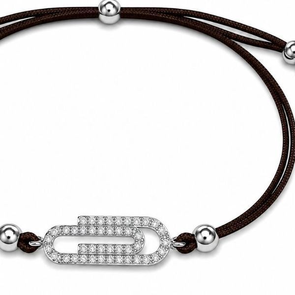 Браслет на нити шамбола Скрепка с фианитами Silver Style 15-20 р. (803147.10 sku:2300104215330) 803147.10 фото