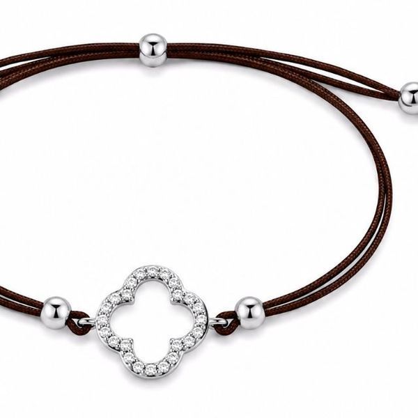 Браслет на нити шамбола Клевер с фианитами Silver Style 15-20 р. (803447.12 sku:2300104302795) 803447.12 фото