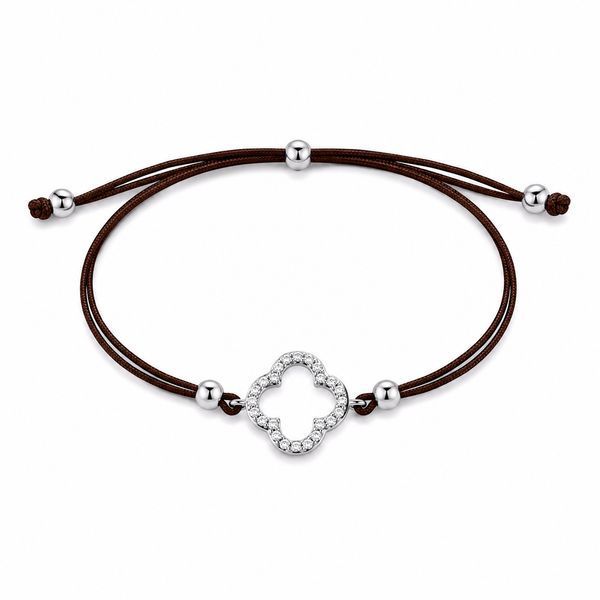 Браслет на нити шамбола Клевер с фианитами Silver Style 15-20 р. (803447.12 sku:2300104302795) 803447.12 фото