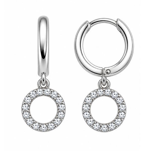 Серьги-кольца (конго) серебряные фантазия с россыпью Silver Style (25261.10 sku:2300104183356) 25261.10 фото