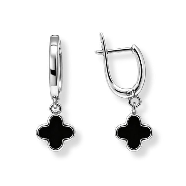 Сережки срібні Конюшина з емаллю Silver Style (221321.00 sku:2300103577705) 221321.00 фото