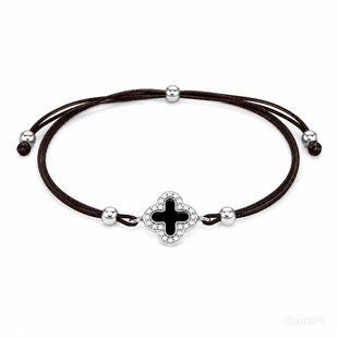Браслет на нити шамбола Клевер с эмалью Silver Style 15-20 р. (803621.47.12 sku:2300104288457) 803621.47.12 фото