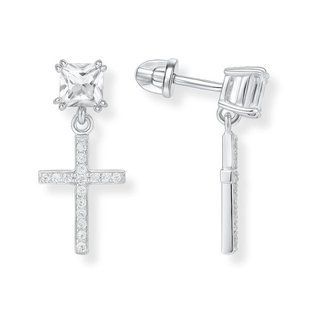 Серьги-пусеты (гвоздики) серебряные Крест с фианитами Silver Style (33331.44 sku:2300104167028) 33331.44 фото