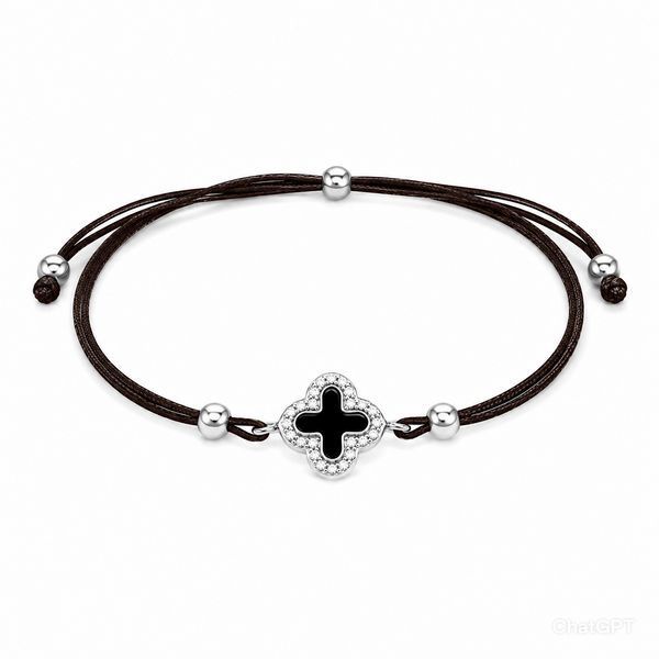 Браслет на нити шамбола Клевер с эмалью Silver Style 15-20 р. (803621.47.12 sku:2300104288457) 803621.47.12 фото