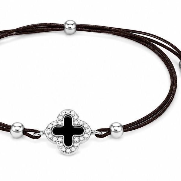 Браслет на нити шамбола Клевер с эмалью Silver Style 15-20 р. (803621.47.12 sku:2300104288457) 803621.47.12 фото