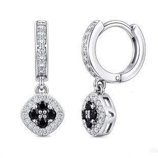 Сережки-кільця (конго) срібні фантазія з розсипом Silver Style (24993.20 sku:2300103911899) 24993.20 фото