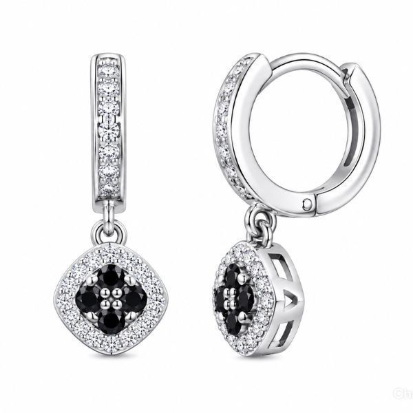 Серьги-кольца (конго) серебряные фантазия с россыпью Silver Style (24993.20 sku:2300103911899) 24993.20 фото