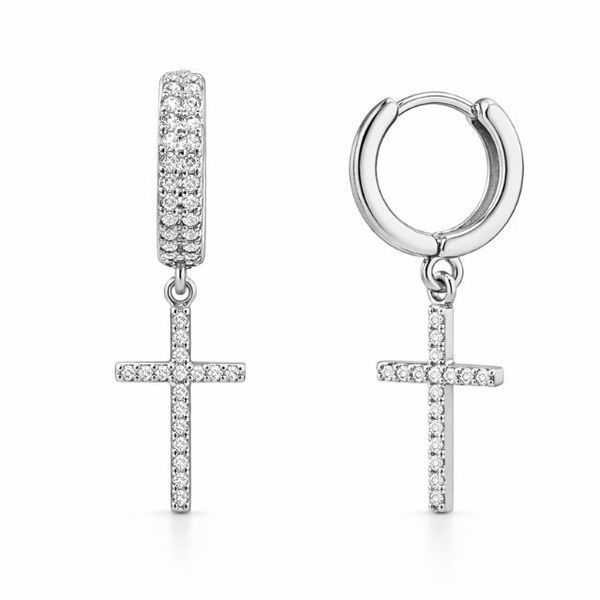 Серьги-кольца (конго) серебряные Крест с фианитами Silver Style (23991.12 sku:2300103696130) 23991.12 фото