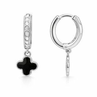 Серьги-кольца (конго) серебряные Клевер с эмалью Silver Style (246521.12 sku:2300104304812) 246521.12 фото