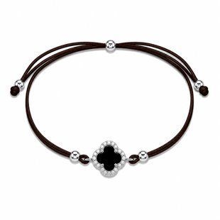 Браслет на нити шамбола Клевер с ониксом Silver Style 15-20 р. (803916.47.80 sku:2300104288662) 803916.47.80 фото
