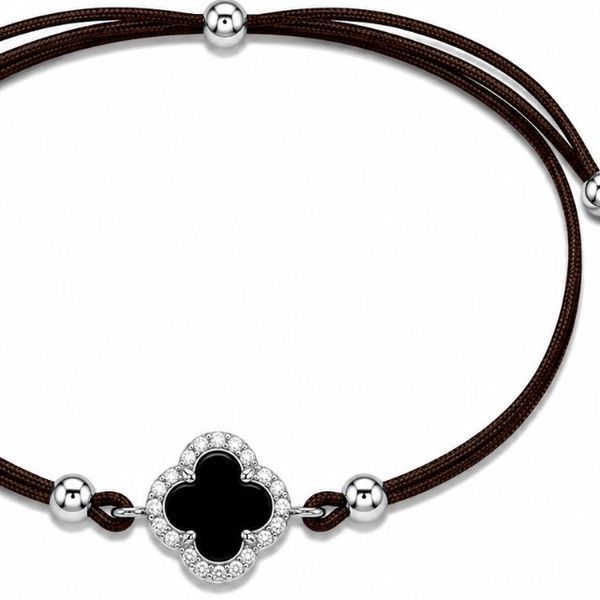 Браслет на нити шамбола Клевер с ониксом Silver Style 15-20 р. (803916.47.80 sku:2300104288662) 803916.47.80 фото