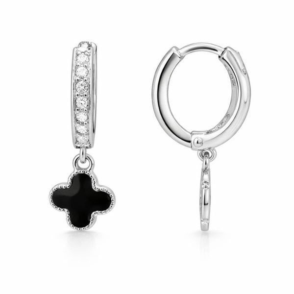 Серьги-кольца (конго) серебряные Клевер с эмалью Silver Style (246521.12 sku:2300103799183) 246521.12 фото