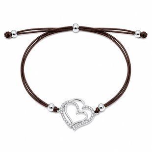 Браслет на нити шамбола Сердце с фианитами Silver Style 15-20 р. (801747.12 sku:2300104212742) 801747.12 фото