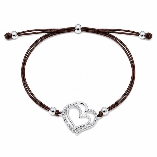 Браслет на нити шамбола Сердце с фианитами Silver Style 15-20 р. (801747.12 sku:2300104212742) 801747.12 фото