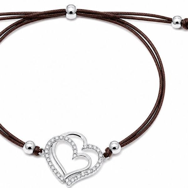 Браслет на нити шамбола Сердце с фианитами Silver Style 15-20 р. (801747.12 sku:2300104212742) 801747.12 фото