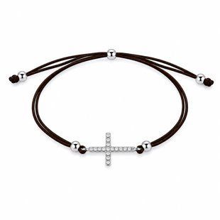 Браслет на нити шамбола Крест с фианитами Silver Style 15-20 р. (804147.10 sku:2300104310868) 804147.10 фото