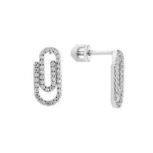 Серьги-пусеты (гвоздики) серебряные Скрепка с фианитами Silver Style (30501.10 sku:2300102622369) 30501.10 фото