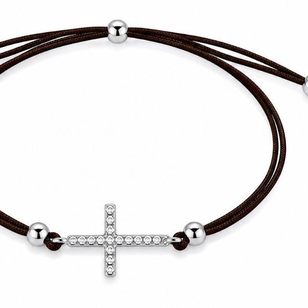 Браслет на нити шамбола Крест с фианитами Silver Style 15-20 р. (804147.10 sku:2300104310868) 804147.10 фото