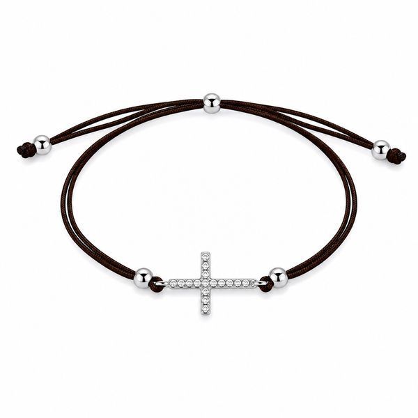 Браслет на нити шамбола Крест с фианитами Silver Style 15-20 р. (804147.10 sku:2300104310868) 804147.10 фото