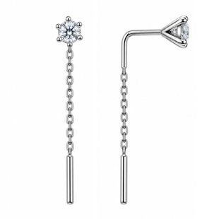 Сережки-протяжки срібні з фіанітами Silver Style (32911.40 sku:2300104192037) 32911.40 фото