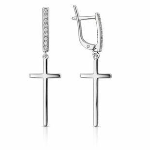 Серьги серебряные Крест с фианитами Silver Style (21191.10 sku:2300103457403) 21191.10 фото