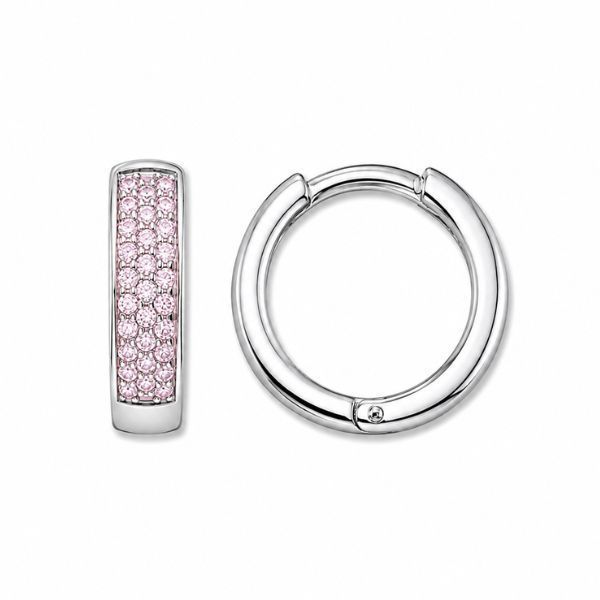 Сережки-кільця (конго) срібні доріжка з фіанітами Silver Style (211112.10 sku:2300104301538) 211112.10 фото