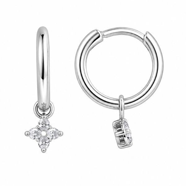 Сережки-кільця (конго) срібні фантазія з фіанітами Silver Style (25061.17 sku:2300103946785) 25061.17 фото