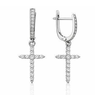 Серьги серебряные Крест с россыпью Silver Style (22141.17 sku:2300103693795) 22141.17 фото