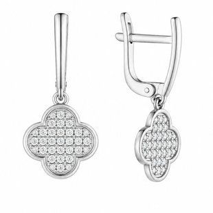 Серьги серебряные Клевер с фианитами Silver Style (23091.12 sku:2300104230876) 23091.12 фото