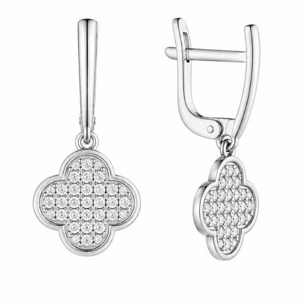 Серьги серебряные Клевер с фианитами Silver Style (23091.12 sku:2300104230876) 23091.12 фото
