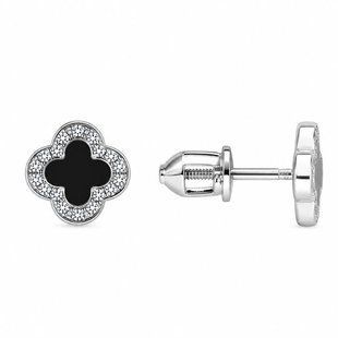 Серьги-пусеты (гвоздики) серебряные с эмалью и фианитами Silver Style (340321.10 sku:2300104324513) 340321.10 фото