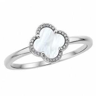 Каблучка срібна Конюшина з перламутром та фіанітами Silver Style 19 р. (112110.80 sku:2300104184902) 112110.80 фото