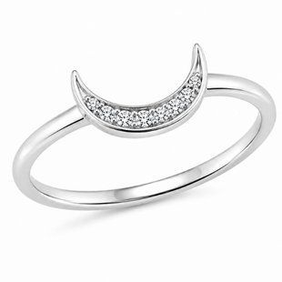Каблучка срібна Луниця з фіанітами Silver Style 17.5 р. (11411.10 sku:2300104066994) 11411.10 фото