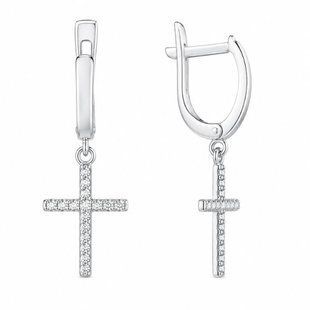 Серьги серебряные Крест с фианитами Silver Style (23471.10 sku:2300104296964) 23471.10 фото