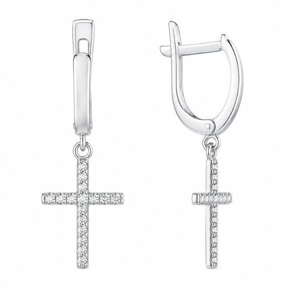 Серьги серебряные Крест с фианитами Silver Style (23471.10 sku:2300104296964) 23471.10 фото