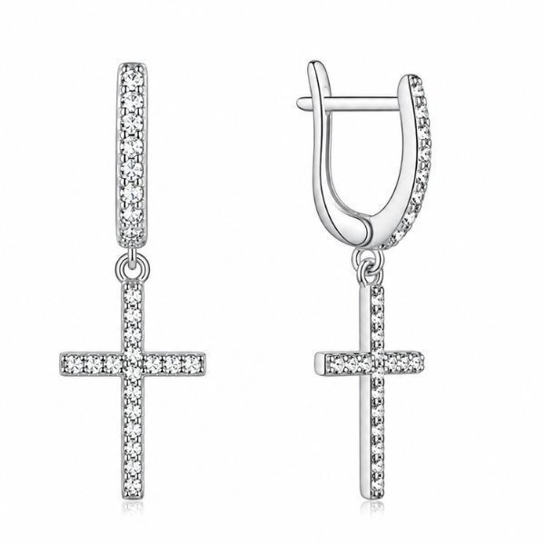 Серьги серебряные Крест с фианитами Silver Style (25921.12 sku:2300104354909) 25921.12 фото