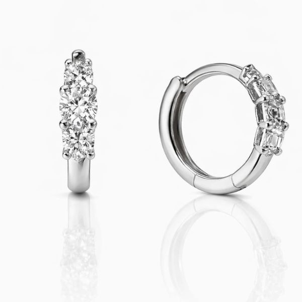 Сережки-кільця (конго) срібні доріжка з фіанітами Silver Style (24831.25 sku:2300104272999) 24831.25 фото