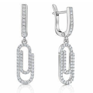 Серьги серебряные Скрепка с фианитами Silver Style (24031.15 sku:2300103689729) 24031.15 фото