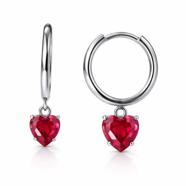 Серьги-кольца (конго) серебряные Сердце с фианитами Silver Style (252218.55 sku:2300104083014) 252218.55 фото