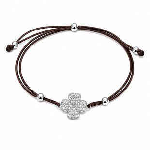 Браслет на нити шамбола Клевер с фианитами Silver Style 15-20 р. (801947.12 sku:2300104215385) 801947.12 фото