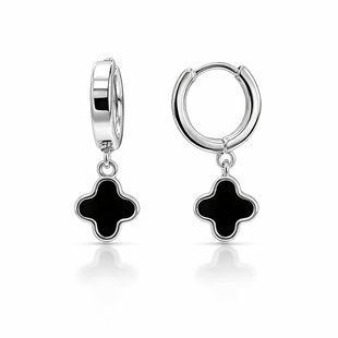 Серьги-кольца (конго) серебряные Клевер с эмалью Silver Style (230421.00 sku:2300104199111) 230421.00 фото